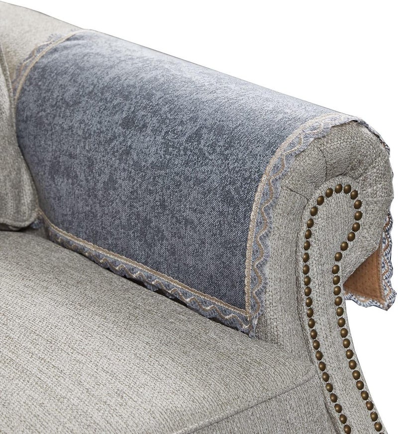 MINJIATEX Couch arm Covers,Non-Slip lace Sofa arm Covers Set of 2 Washable Sofa armrests Covers for Living Room Recliner Chair arm Cover Protectors for Leather Sofa armrest slipcover (GYDF-Grey) - Image 1